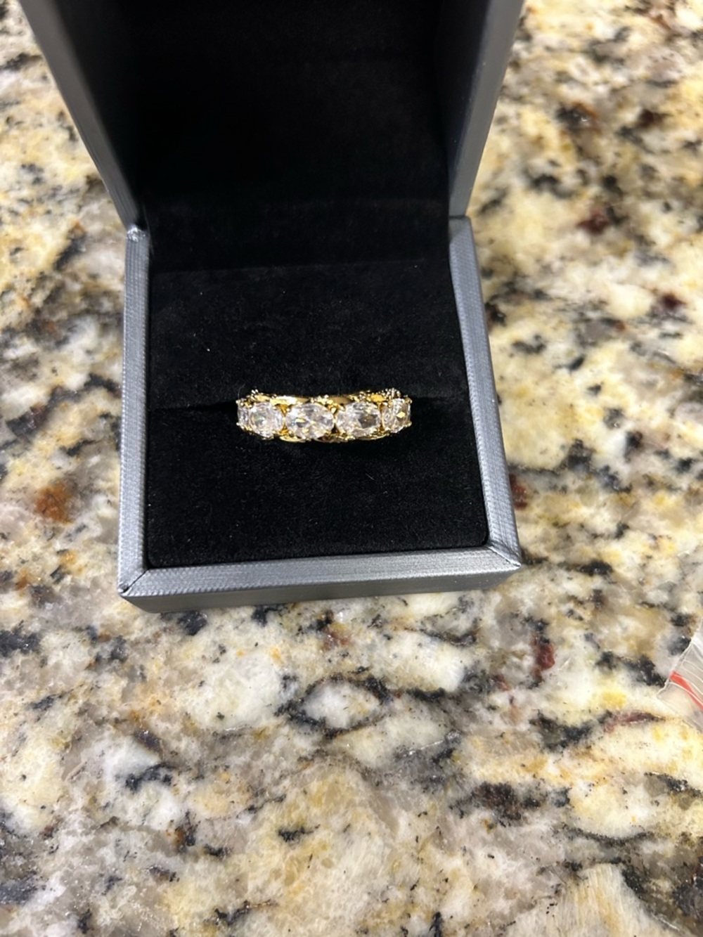 Gold-Tone Women's Three-Stone Sparkle Band Ring